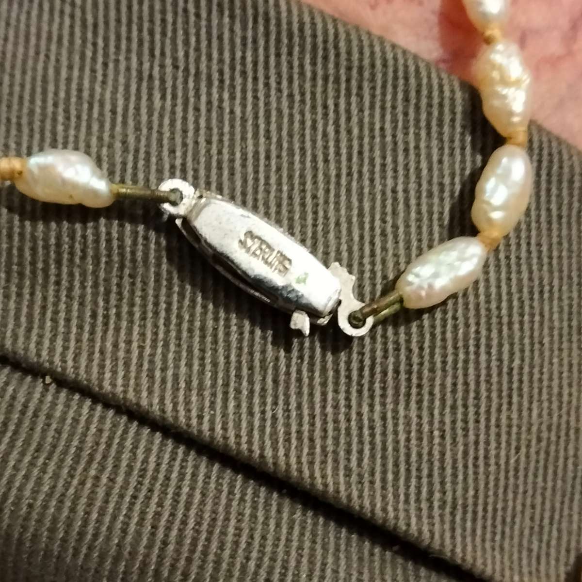 NECKLACE - STERLING SILVER Stamped STERLING clasp Marcasite  Seed Pearls