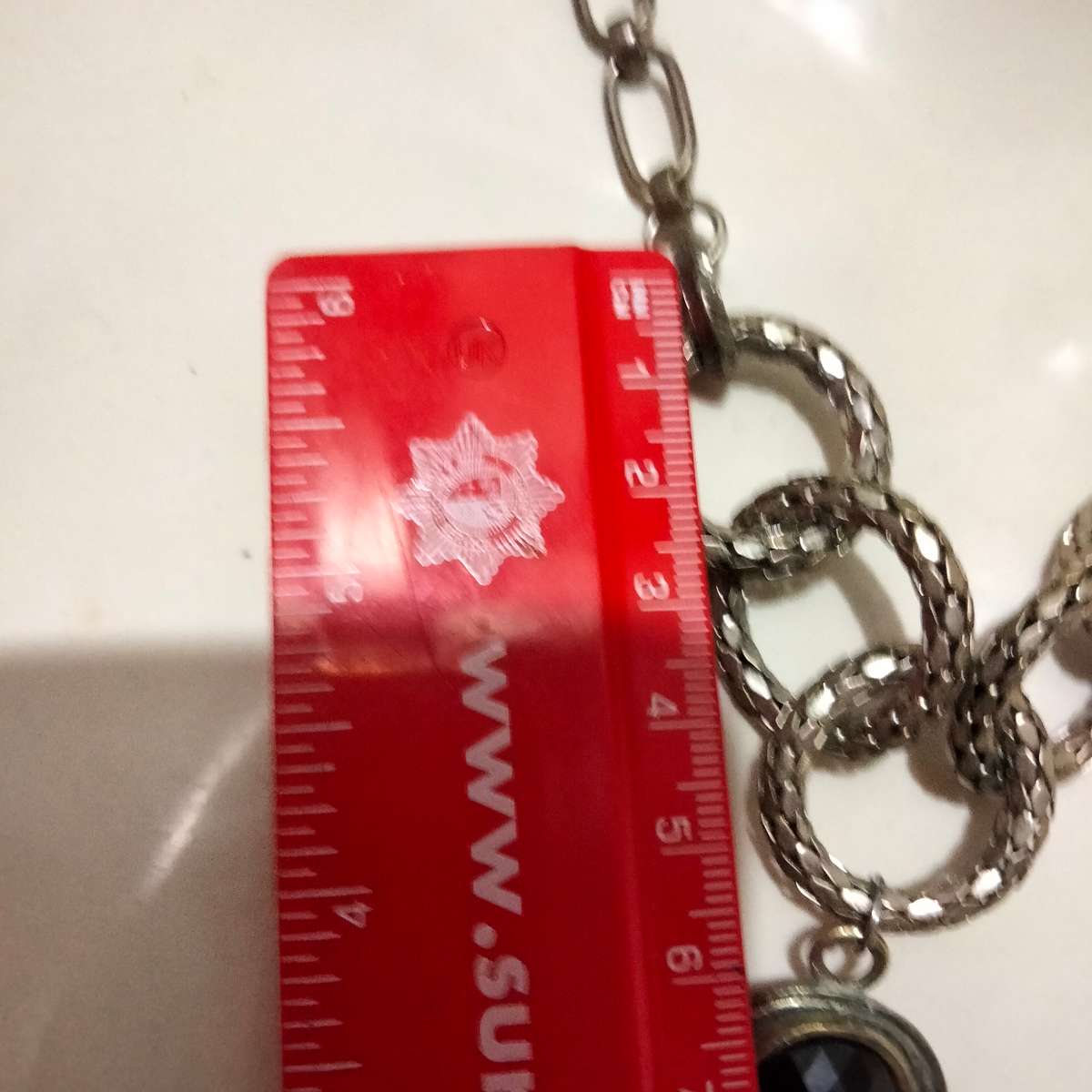 Necklace Pendant filigree Faceted synthetic stone crystal embellished 5 snake round links on beaded