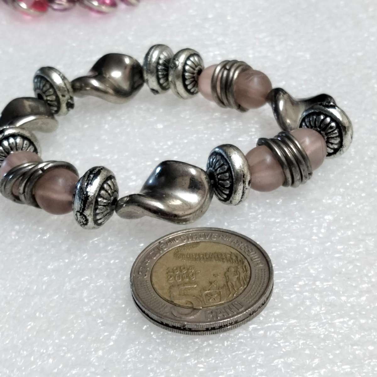 Bracelets 3 one stretch - mixture of Vintage MURANO Lampwork glass beads +charms +or spacers metal