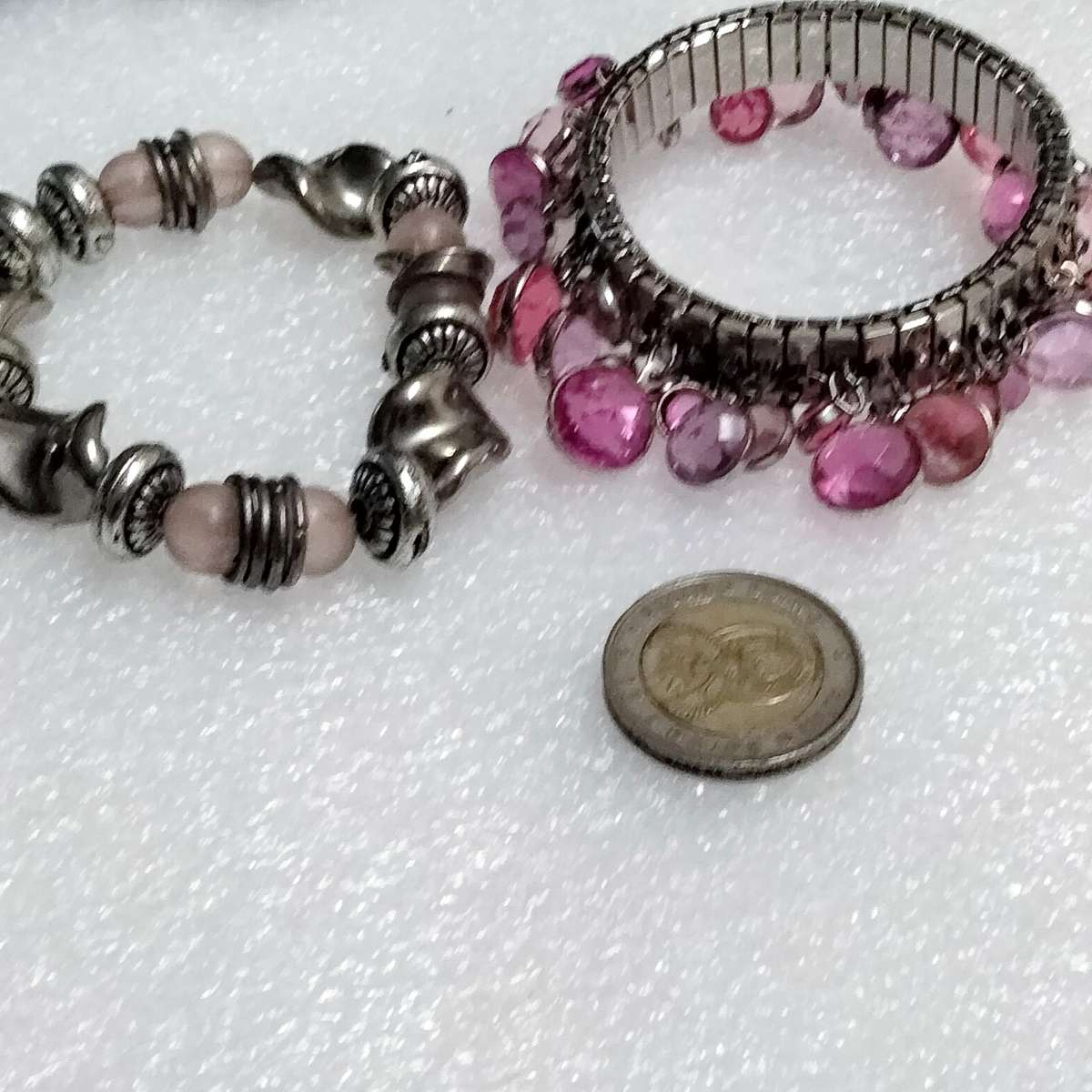 Bracelets 3 one stretch - mixture of Vintage MURANO Lampwork glass beads +charms +or spacers metal