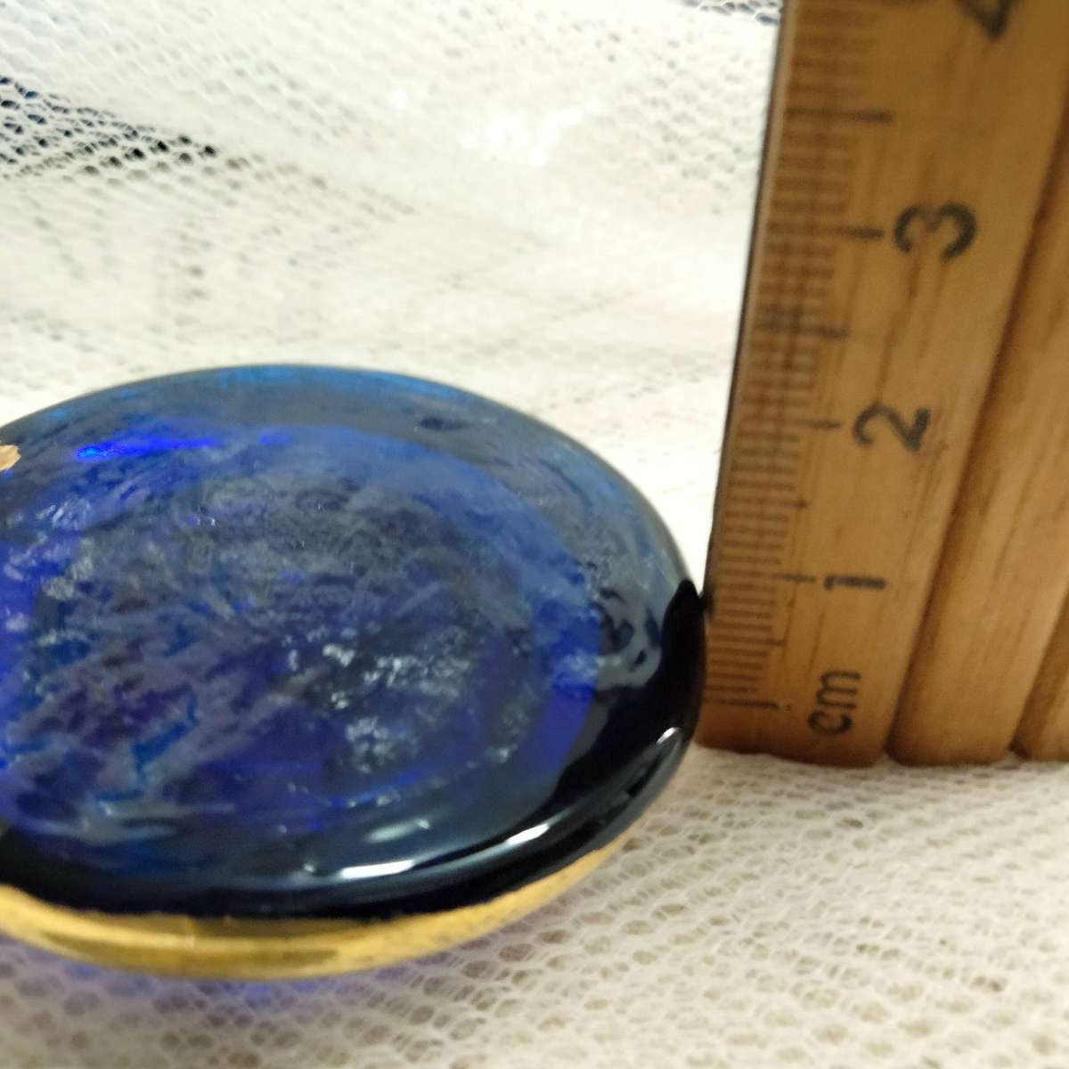 Necklace Icon Cobolt gold trim Handcrafted + decorated + Rope chain gold tone