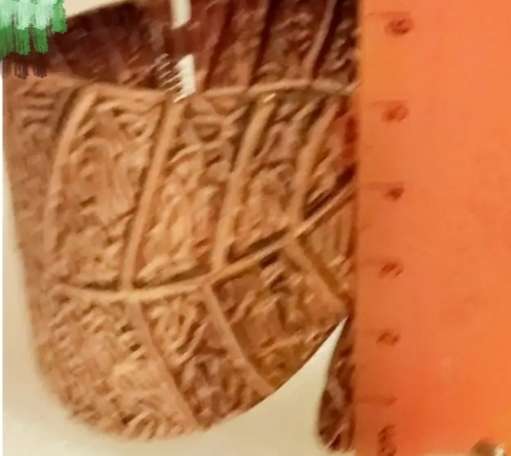 Bangle wide Copper vintage - bypass  cuff - Leaf design