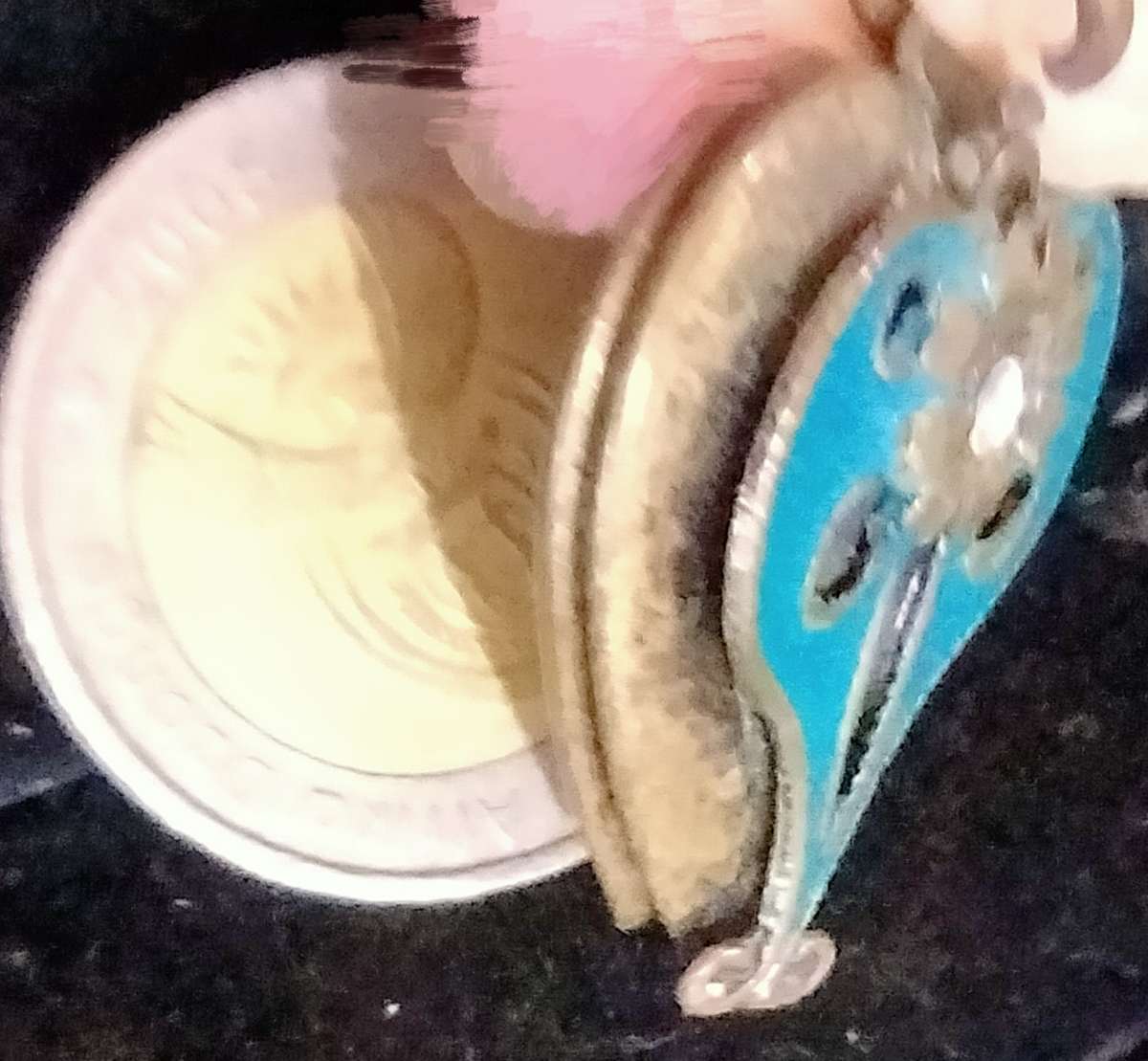 Pendant Heart Double sided hinged Nouveau style oxidised tone+1 chain metal tone+COIN Purse