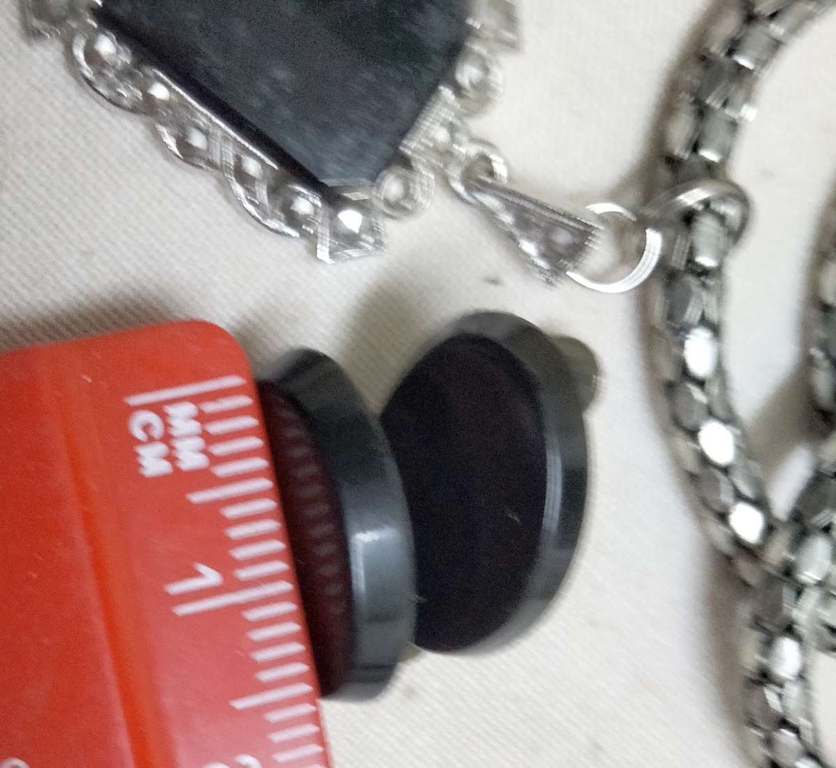 VTG Earrings LUCITE screw back+Pendant Studded MARCASITE composit stone+Snake chain silver tone