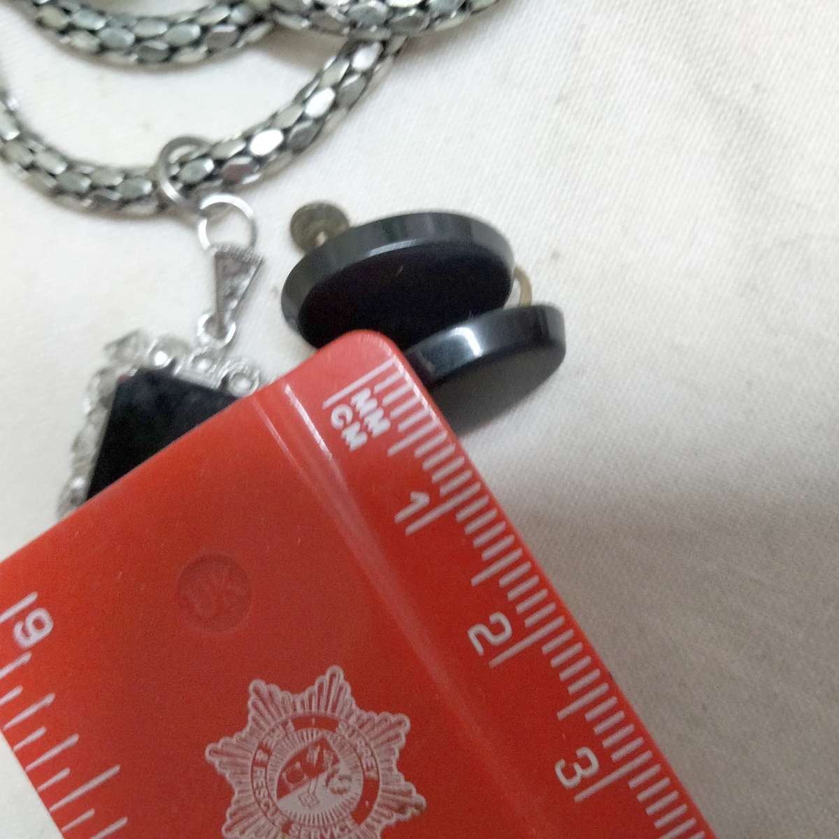 VTG Earrings LUCITE screw back+Pendant Studded MARCASITE composit stone+Snake chain silver tone