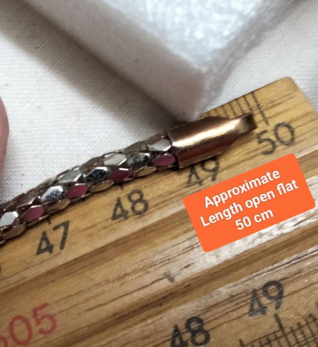 Art deco style Pendant Pinkish Semi Precious Gem Stone Gold tone Chain LOOK At My BUY NOW-NO WAITING