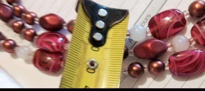 Necklace Bib 3 strand Czechoslovakia Purple Swirl glass hand made+Crystals faceted cut glass beads