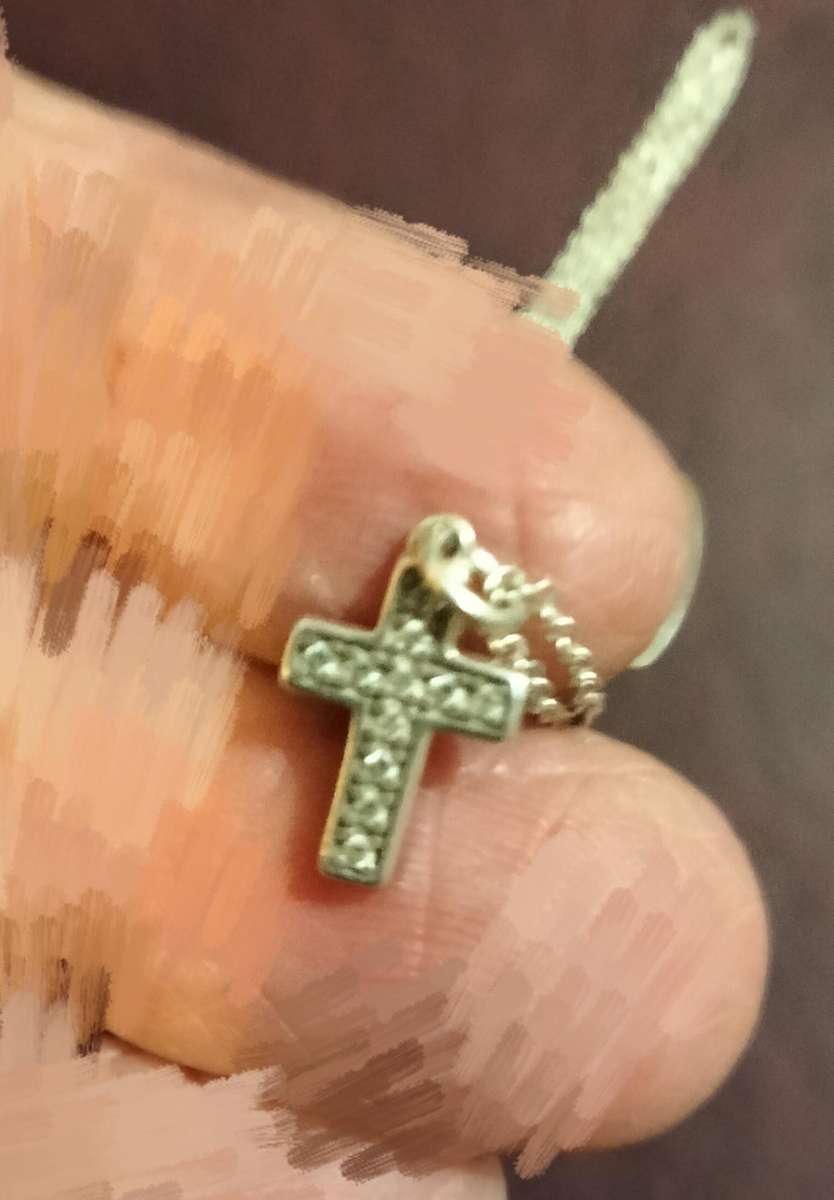 Sterling Silver 925 CHAIN +Marcasite Cross Pendant small - Necklace LOOK at my Buy Now  NO WAITING