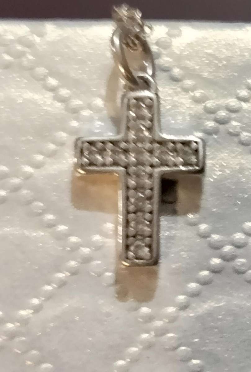 Sterling Silver 925 CHAIN +Marcasite Cross Pendant small - Necklace LOOK at my Buy Now  NO WAITING