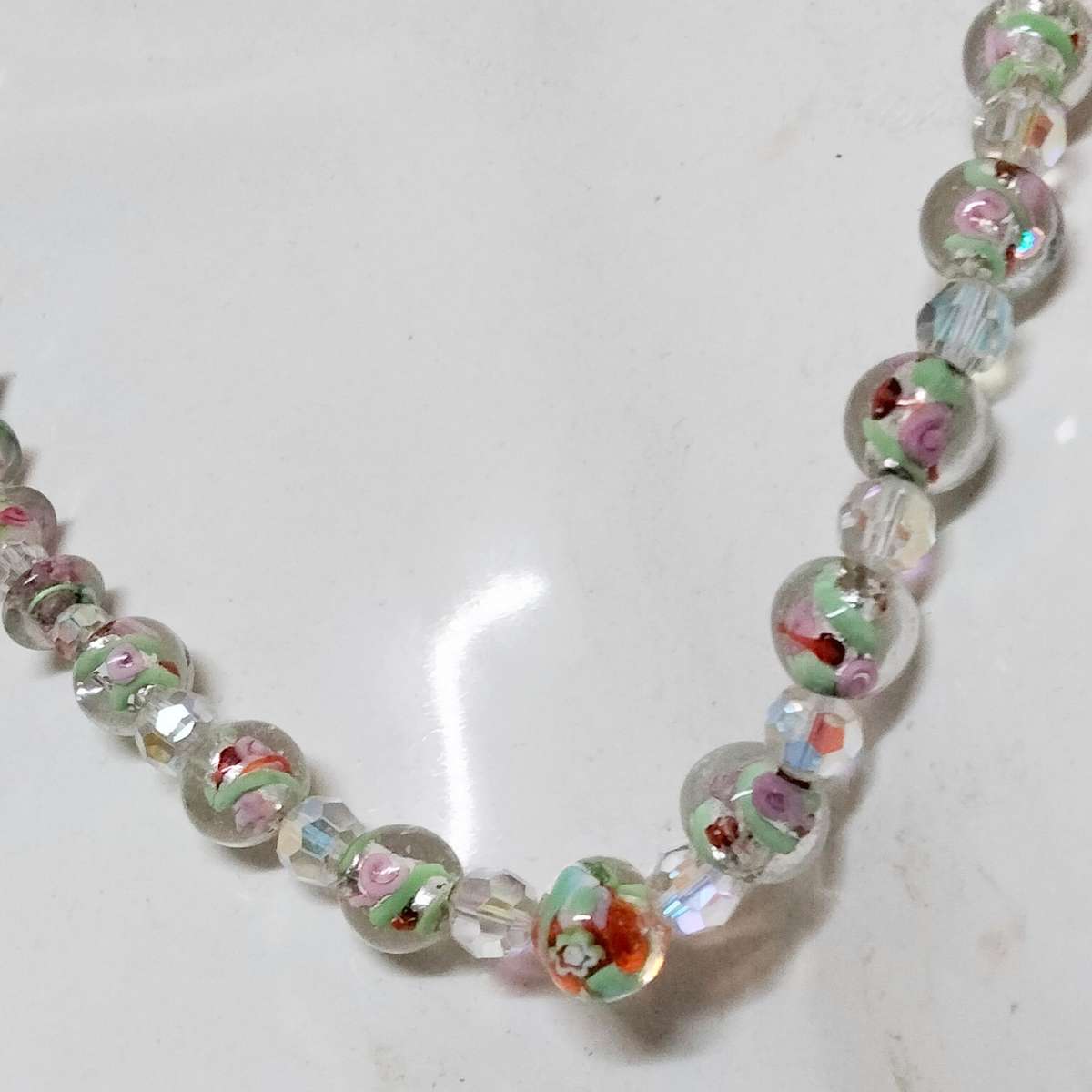 WEDDING Cake Murano lampwork glass hand made NECKLACE
