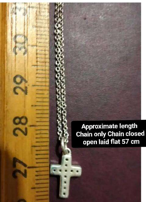Sterling Silver 925 CHAIN +Marcasite Cross Pendant small - Necklace LOOK at my Buy Now  NO WAITING