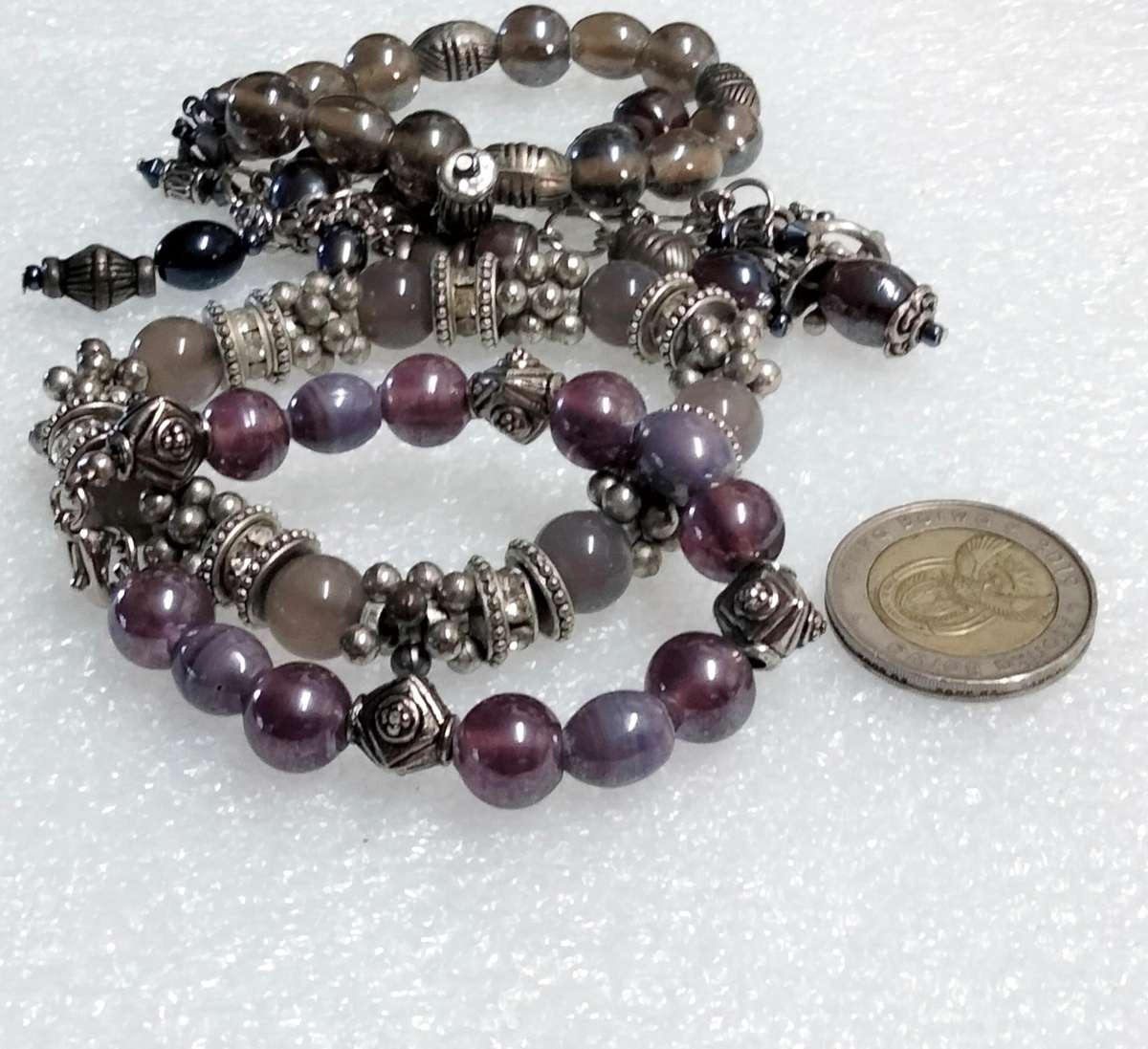 Bracelets 4 one stretch 4 mixture of Vintage MURANO Lampwork glass beads +charms +or spacers metal