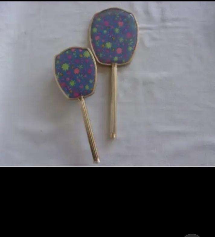 Mirror+Brush2 piece Set Vanity dressing table decor Blue floral Vintage 1960s Gilding loss