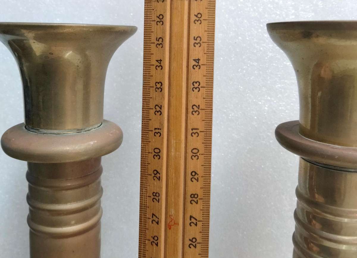 2 Corinthian Column Candle Sticks Vintage BRASS 2.428 kgs H35cmLOOK atMy BUY NOW LISTINGS NO WAITING