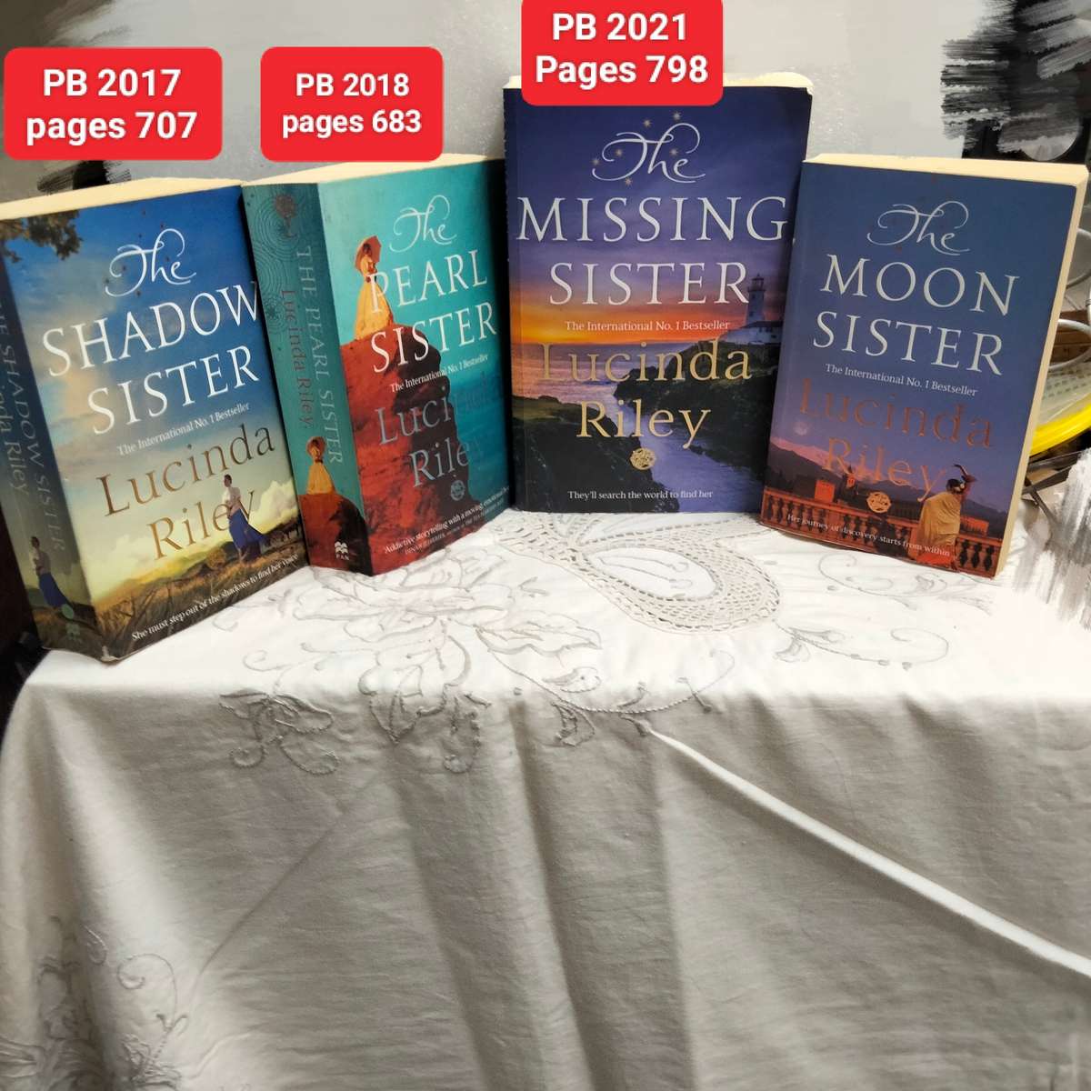 Lucinder Riley-4 booksMISSING Sister,MOON Sister,SHADOW Sister PEARLSisterSERIES Pre-owned Softcover