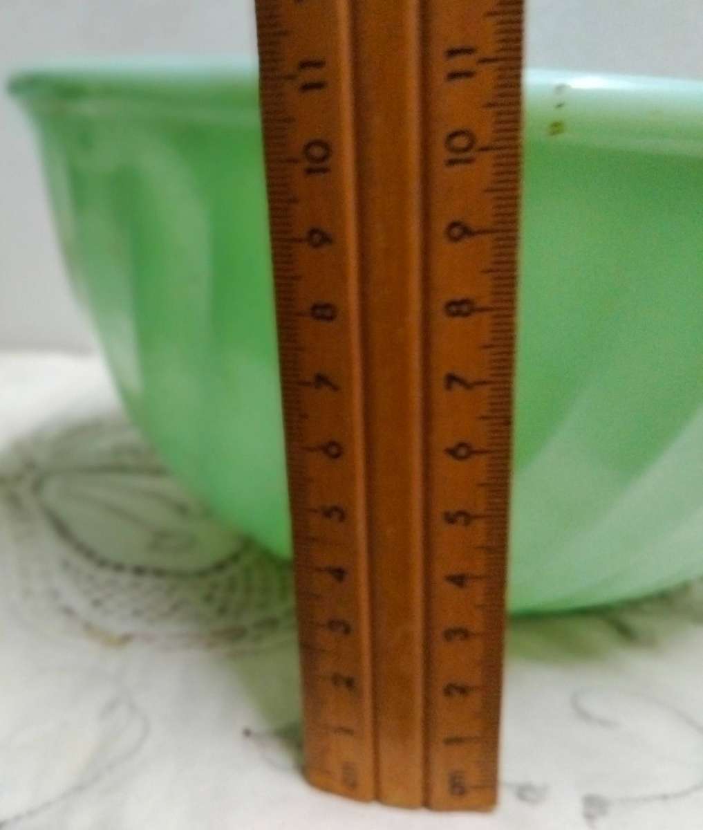 4-1Jadeite Swirl milk Glass Mixing Bowl Oven Ware FIREKING USA+3othersLOOK AT MY BUY NOW-NO WAITING