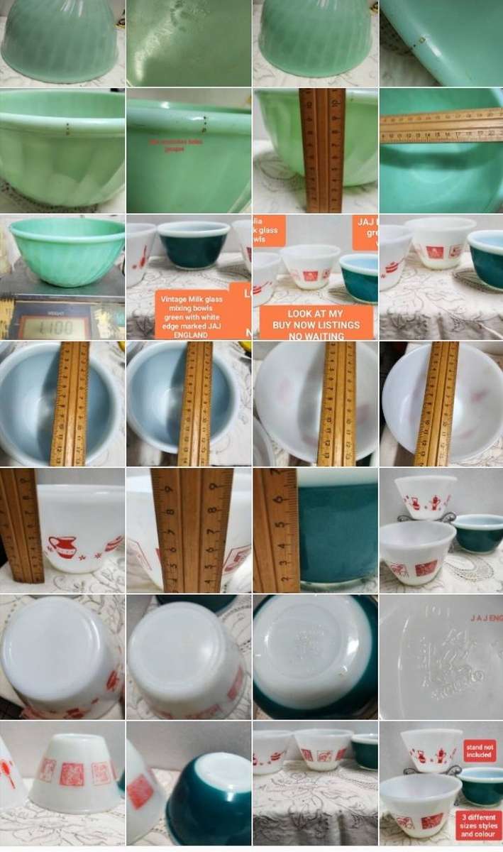 4-1Jadeite Swirl milk Glass Mixing Bowl Oven Ware FIREKING USA+3othersLOOK AT MY BUY NOW-NO WAITING