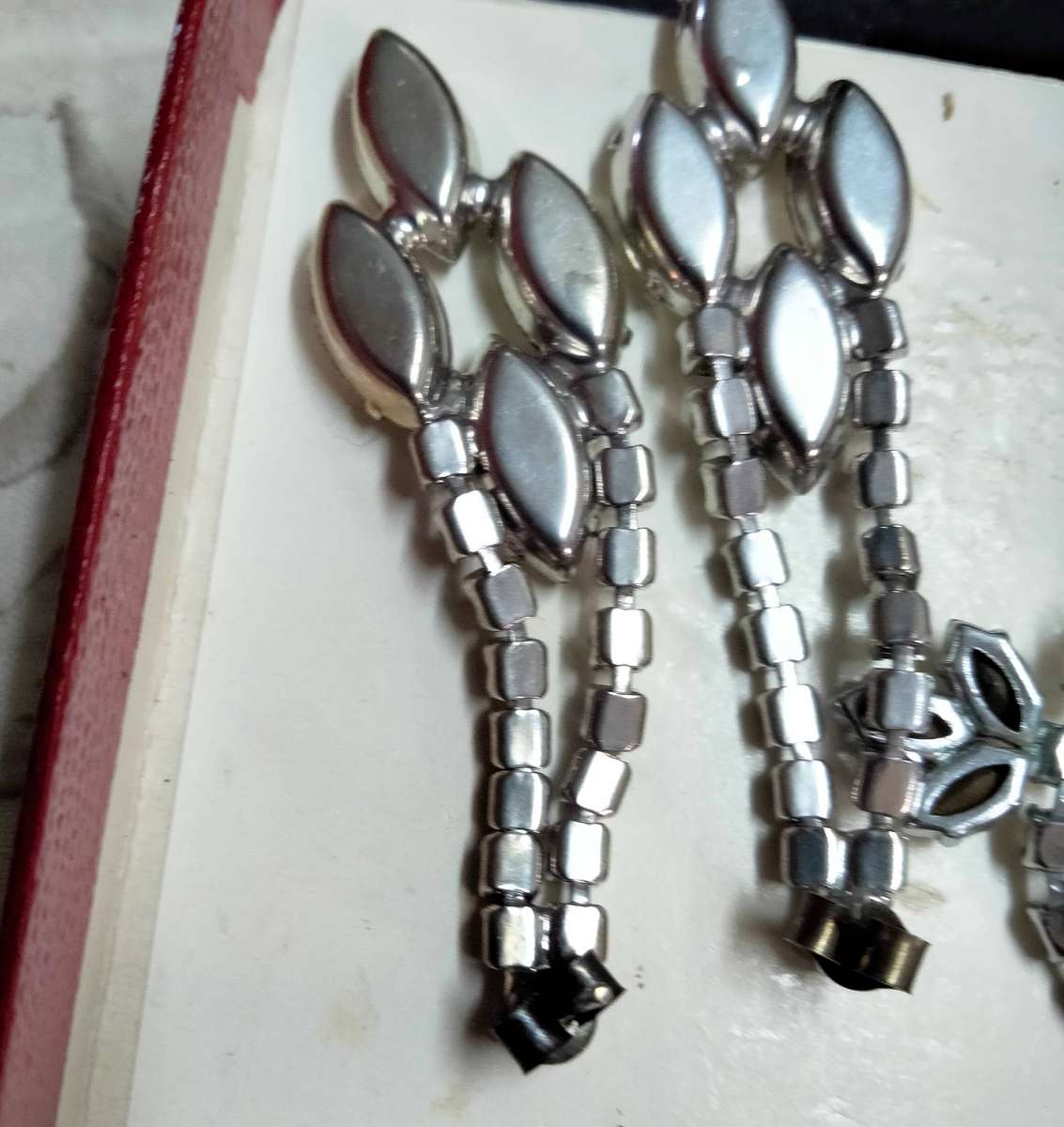 Necklace+ Earrings 1920/30s Rhinestone Crystals Glass CUT Marquise+Pear Paste Costume Jewellery