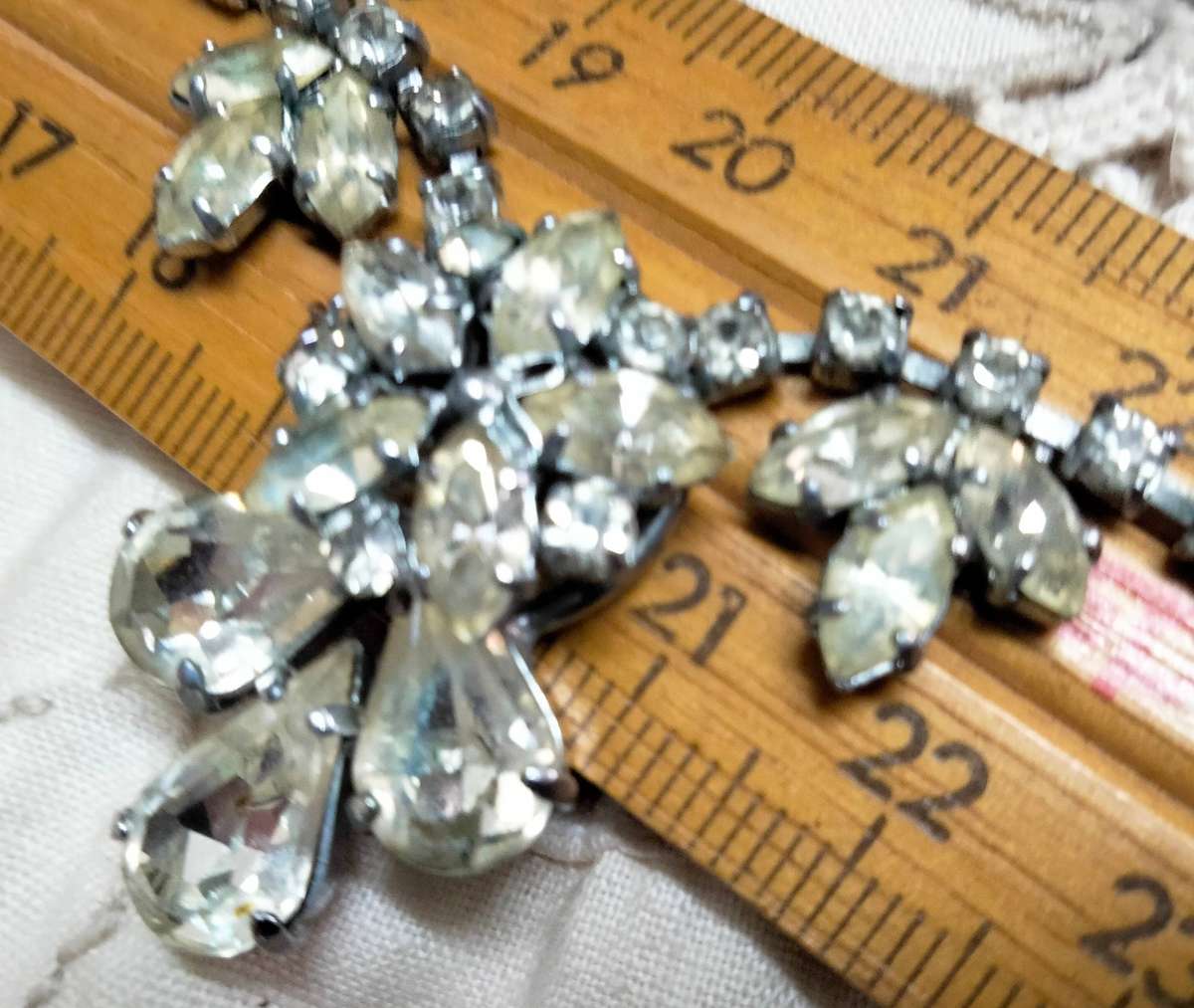 Necklace+ Earrings 1920/30s Rhinestone Crystals Glass CUT Marquise+Pear Paste Costume Jewellery