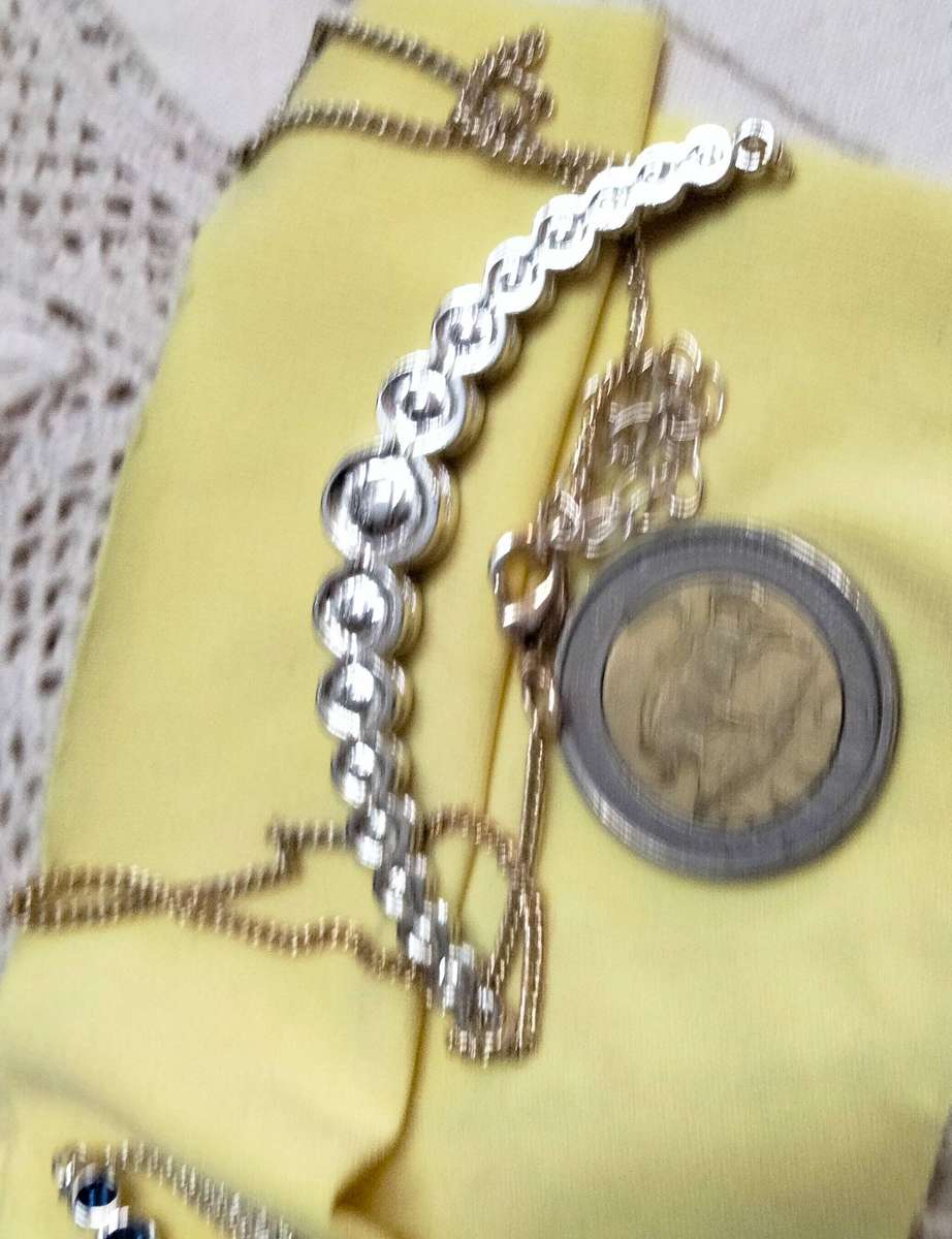 Necklace+Bracelet Aurora Borealis crystals old-time metal blue stones