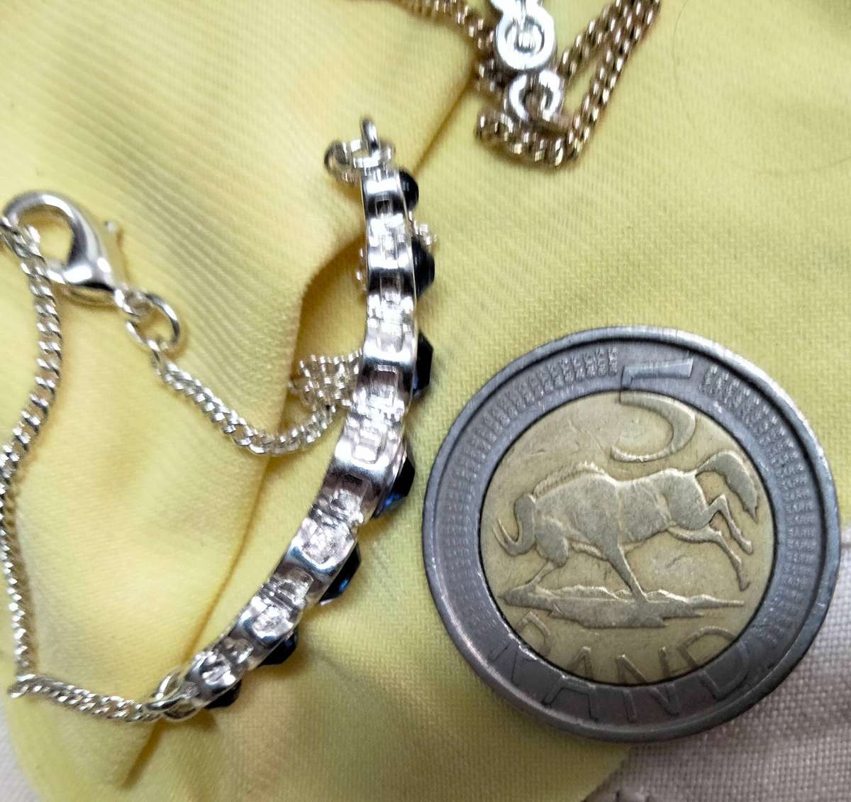 Necklace+Bracelet Aurora Borealis crystals old-time metal blue stones