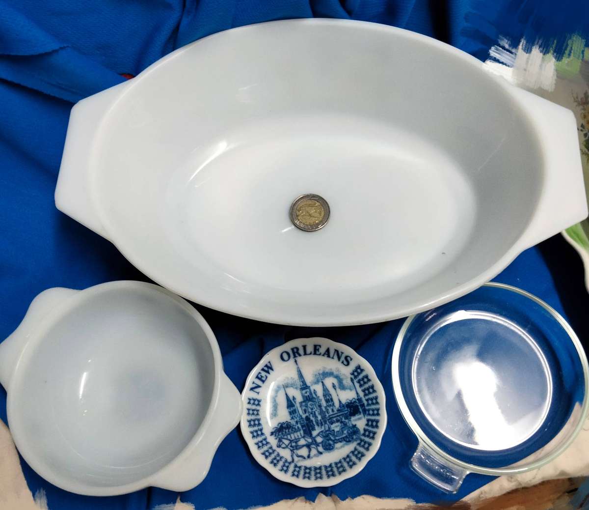 4 mix JAJ Milk 2 bowls Mixing glass+aLid+Souvenir ceramic mini plate LOOK At My BUY NOW - NO WAITING