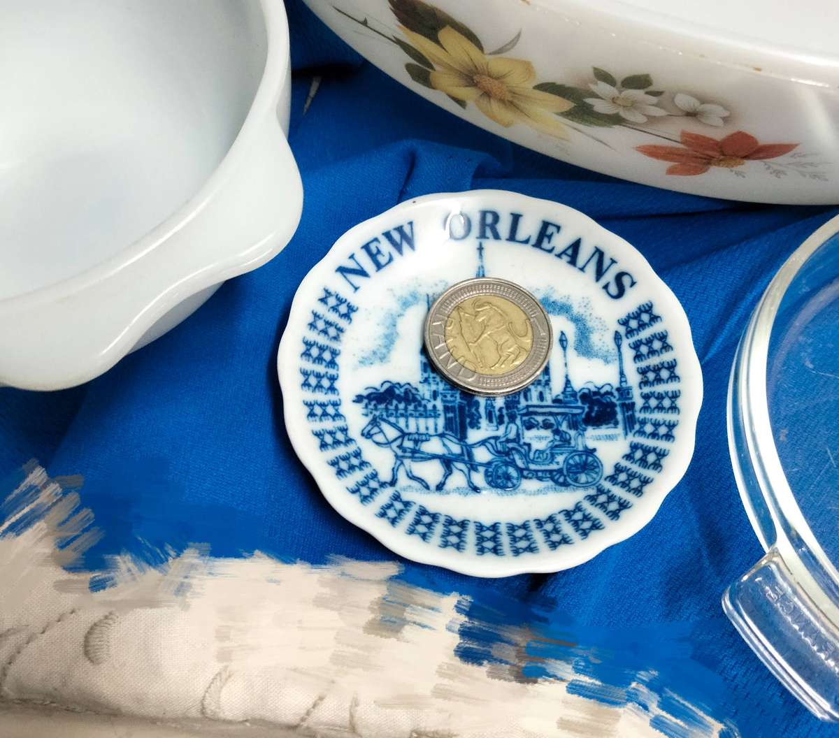 4 mix JAJ Milk 2 bowls Mixing glass+aLid+Souvenir ceramic mini plate LOOK At My BUY NOW - NO WAITING