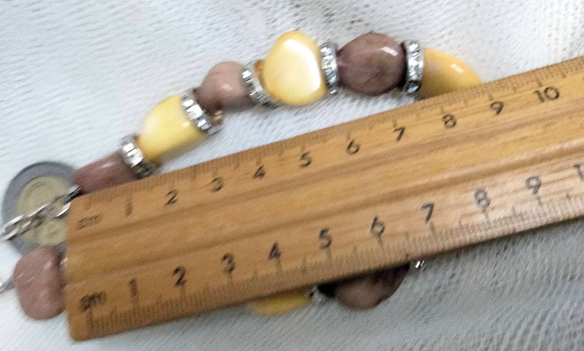 Necklace Jasper semiprecious gemstones yellow+brown+chain Silver tone Look at my Buy Now-No Waiting