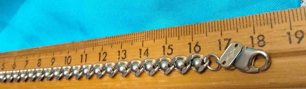 Bracelet vintage Stamped < CRIS  NS Bracelet Flat Curb ball link   Gold/Silver tone plate