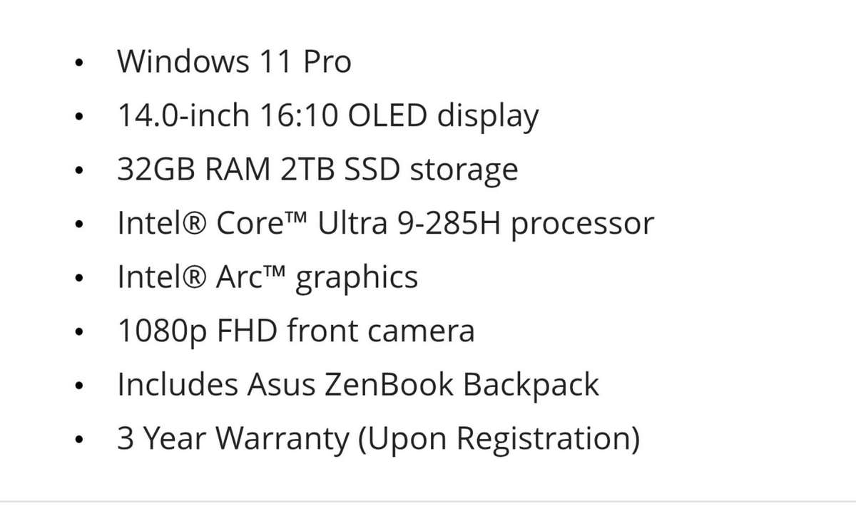 Asus Zenbook Duo Intel® Core Ultra 9-285H 32GB RAM 2TB SSD OLED Laptop