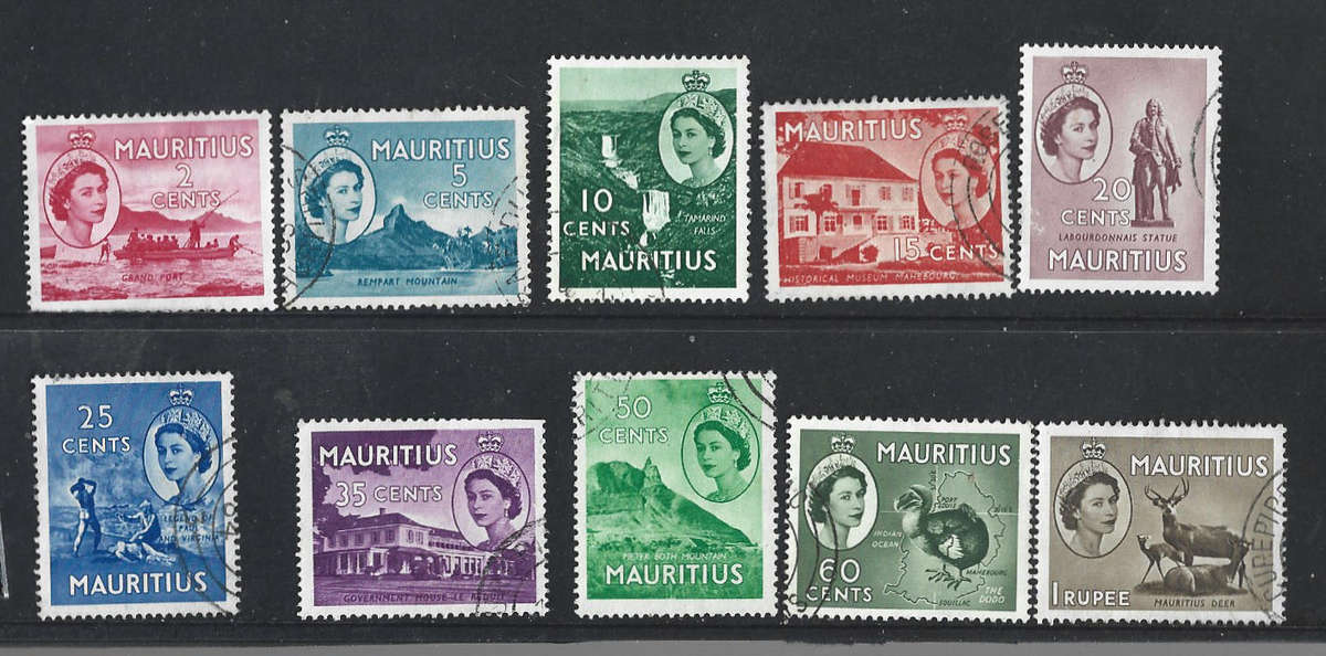 Mauritius QE2 fine used to 1Rupee