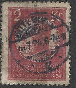 Sweden 1924  2Kr.neatly cancelled as scanned