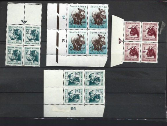 SA Union 1954  MNH  control and arrow blocks as scanned