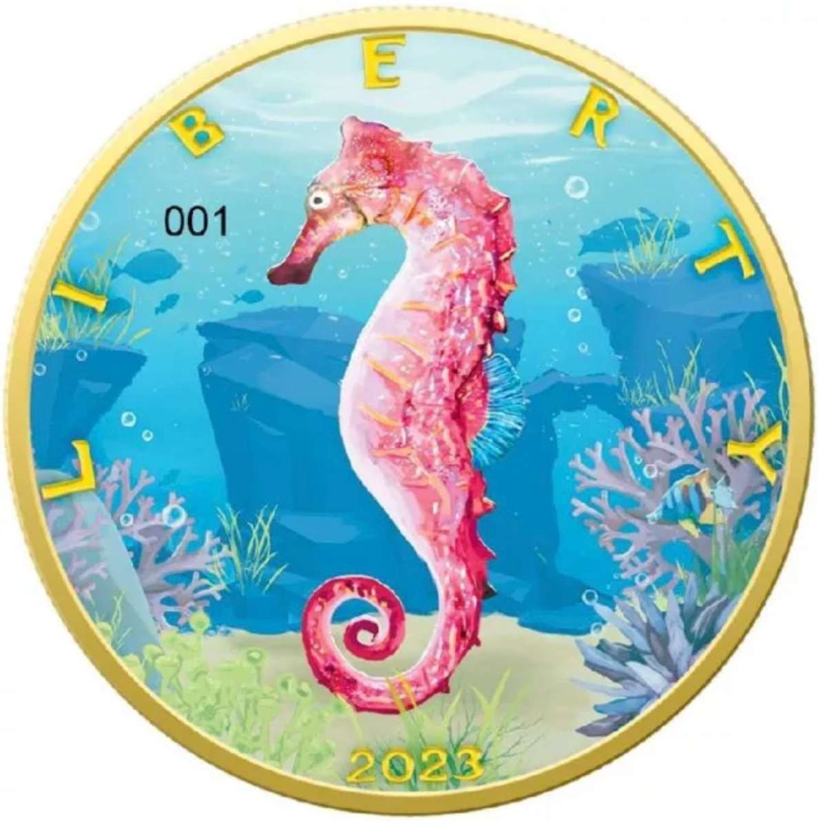 Seahorse Colour Of Paradise II USA American Eagle 2023 1 oz Pure Silver Colorized Coin