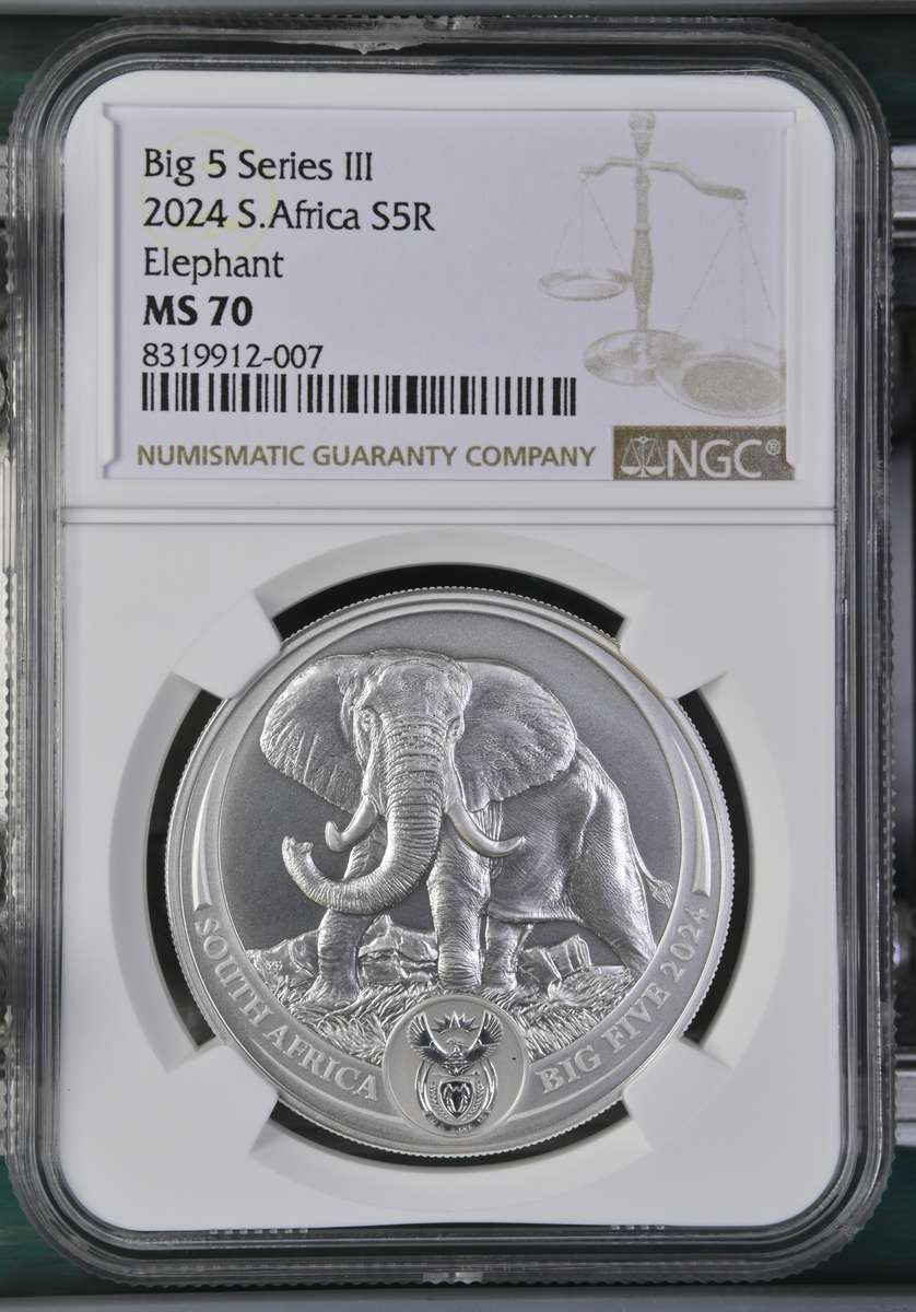 2024 South Africa - Elephant Big 5 Series 3 - 1oz Silver - NGC Grade MS 70 - Big 5 Series III S5R