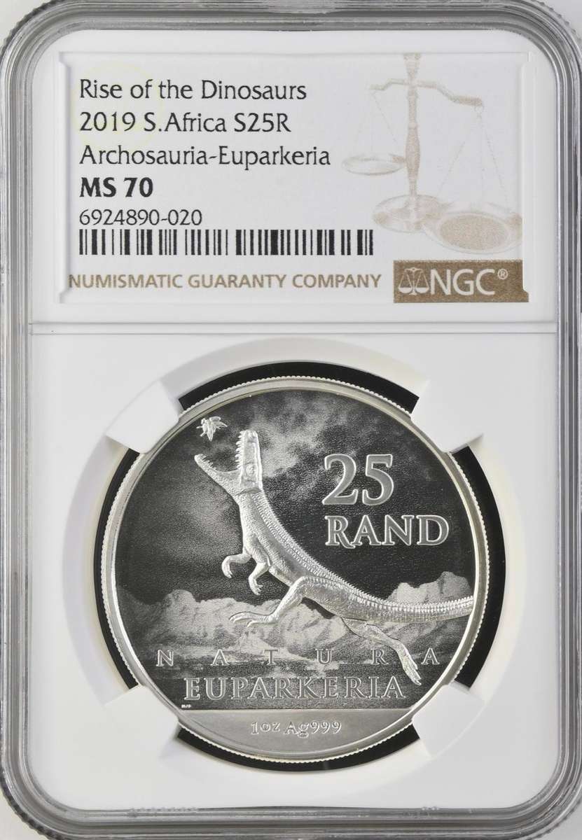 RSA: Silver R25 (1oz) Dinosaurs 2019 MS 70 NGC.