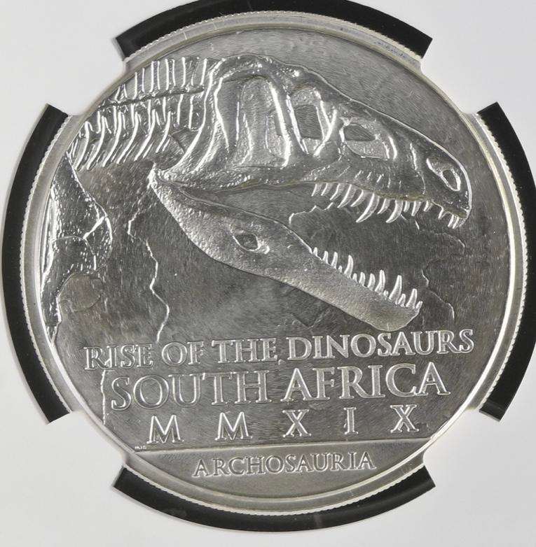 RSA: Silver R25 (1oz) Dinosaurs 2019 MS 70 NGC.