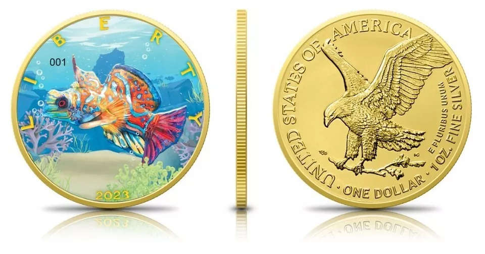 Fish Eagle Colour Of Paradise II USA American Eagle 2023 1oz Pure Silver Colorized Coin