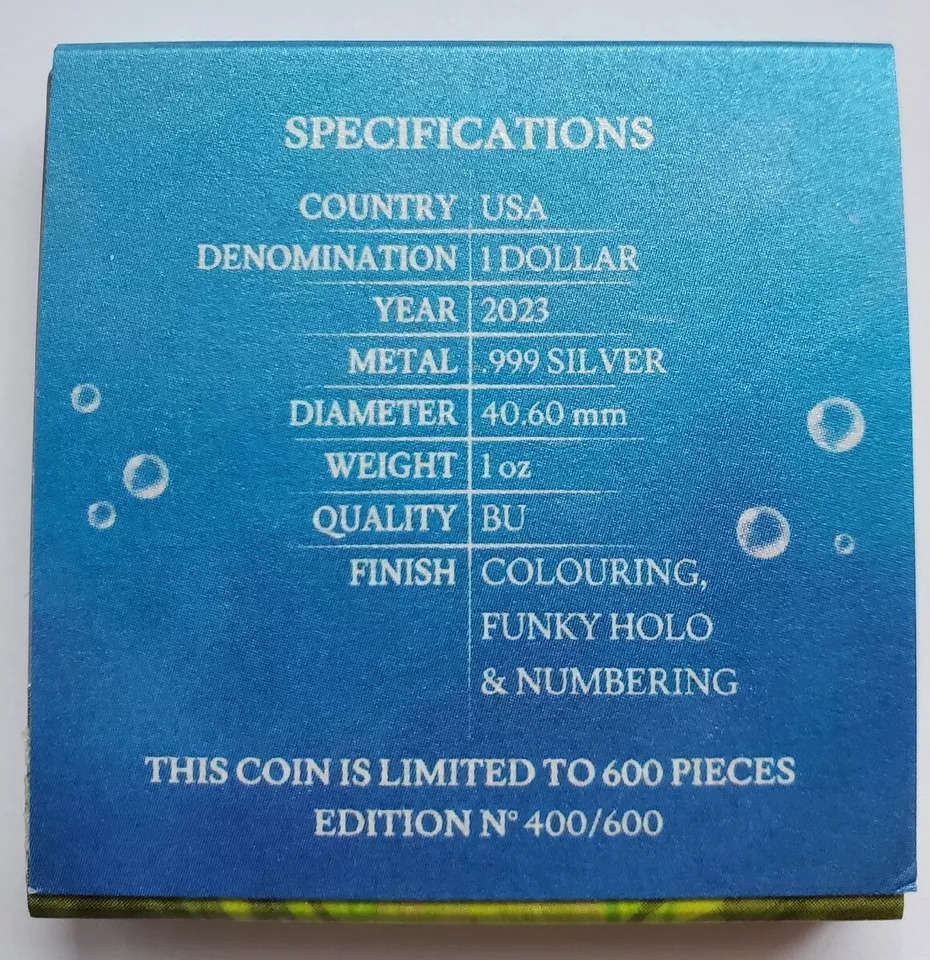 Fish Eagle Colour Of Paradise II USA American Eagle 2023 1oz Pure Silver Colorized Coin