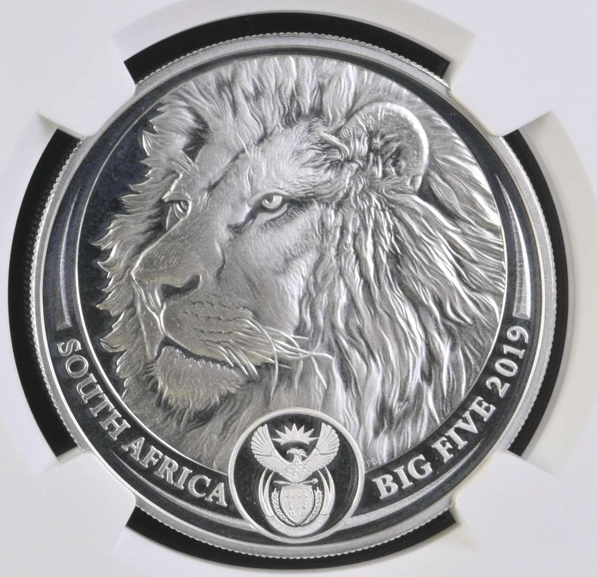 South Africa: 2019 1oz Silver R5 Big 5 Series II  Lion PF 68 Ultra Cameo NGC Graded PF 68