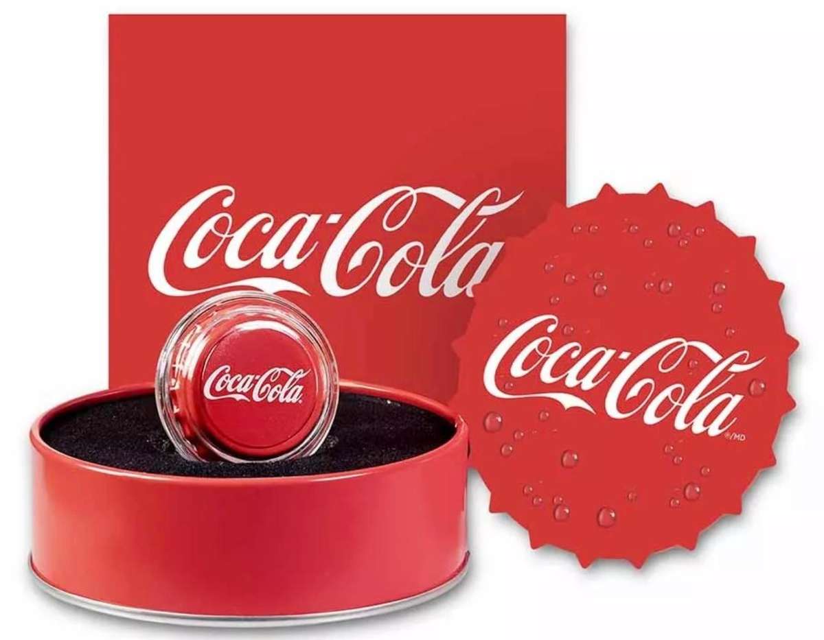Coca-Cola® Silver 6 grams Bottle Cap $1 Niue 2023. Sealed.