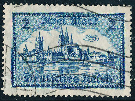 Germany - 1924 - 27 - Defins - 2m blue good used . SG 377 .