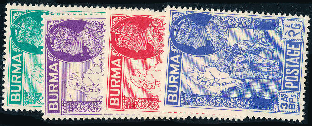 Burma -  1946 - Victory - set of 4 mint unhinged . 64-67 .