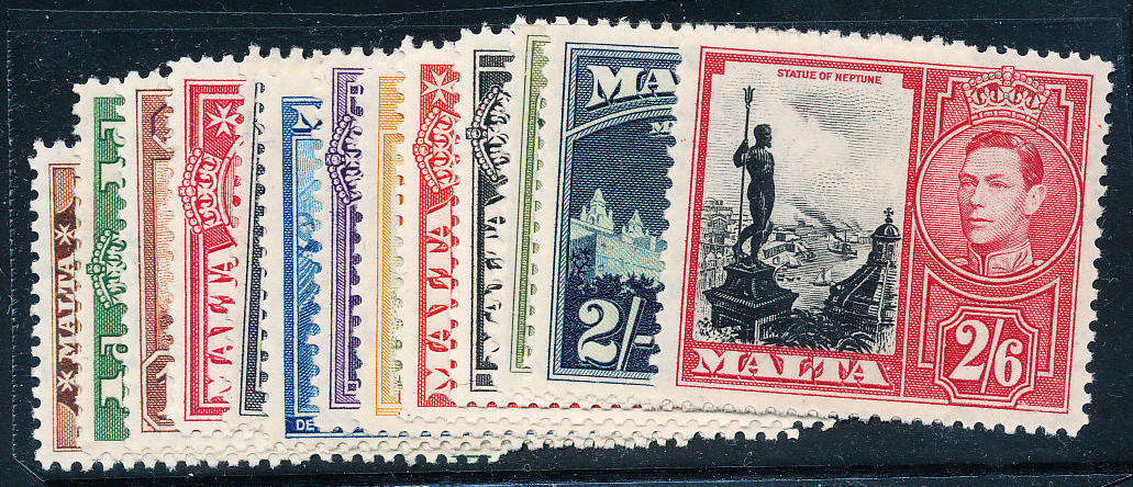 Malta - 1938 - Geo 6 - ¼d to 2s 6d mint hinged . SG 217-229 .