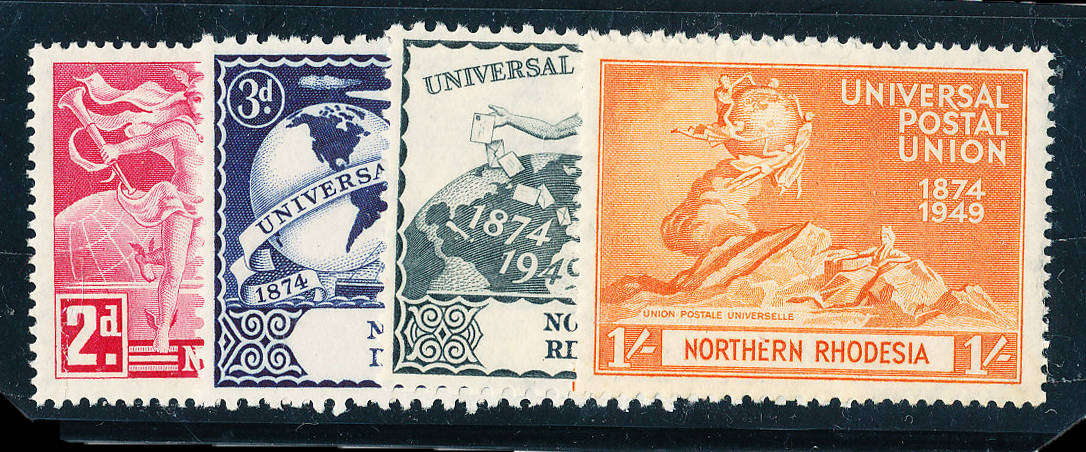 Northern Rhodesia - 1949 - U.P.U. - set of 4 mint unhinged . SG 50-53 .