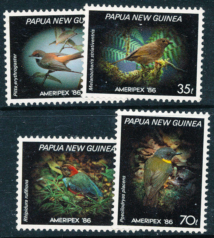 Papua New Guinea - 1986 - Ameripex International Stamp Exhib - set of 4 mint unhinged . SG 525-528 .
