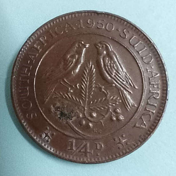 South Africa - 1950 - ¼d farthing copper coin clean condition fine appearance . Q6005 .