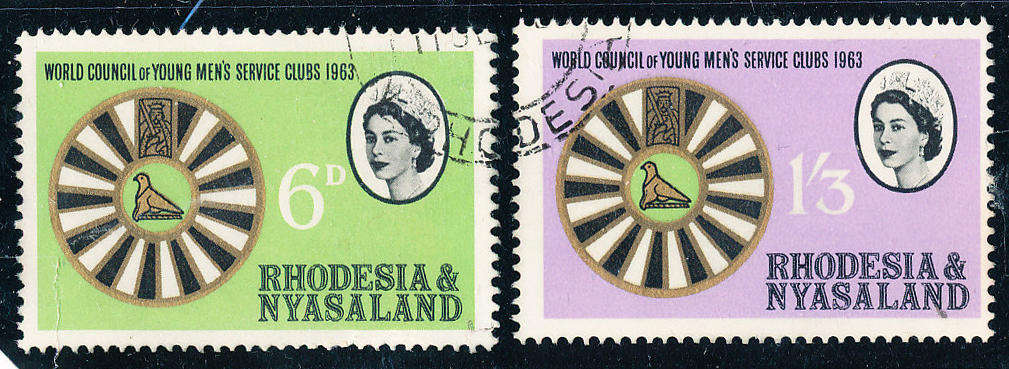 Rhodesia & Nyasaland - 1963 - World Council of Young Men - set of 2 fine used . SG 48-49 .