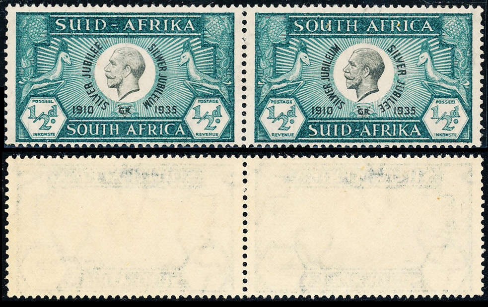 South Africa - 1935 - Silver Jubilee - ½d black & bluish-green horiz pair u.m. SACC 64 .