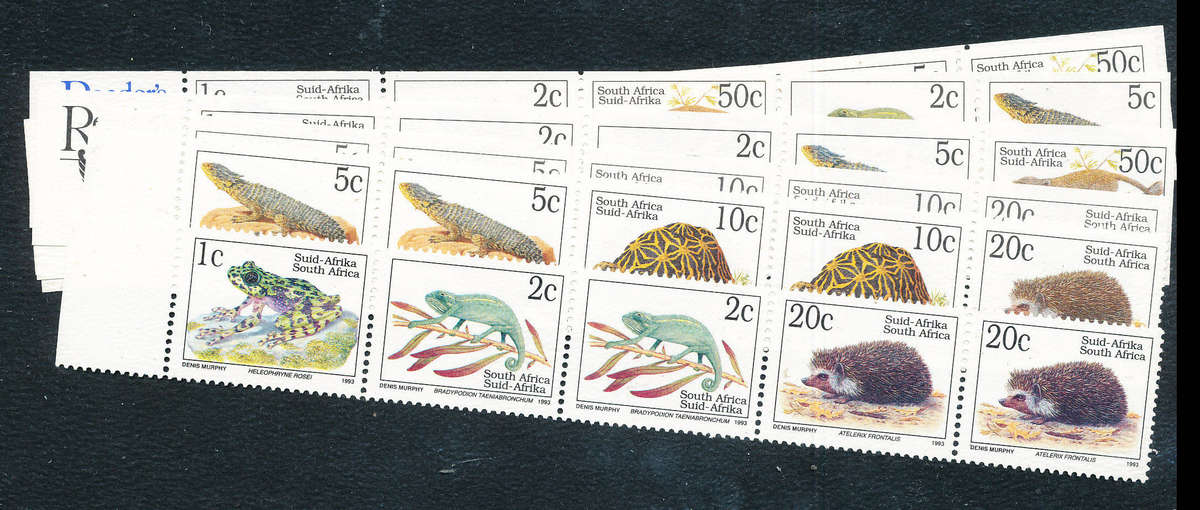 South Africa - 1993 - Reader's Digest - selection 8 different coil strips of 5 mint unhinged from